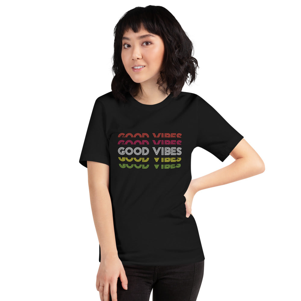 'Good Vibes' Black Trendy Short-Sleeve Unisex T-Shirt