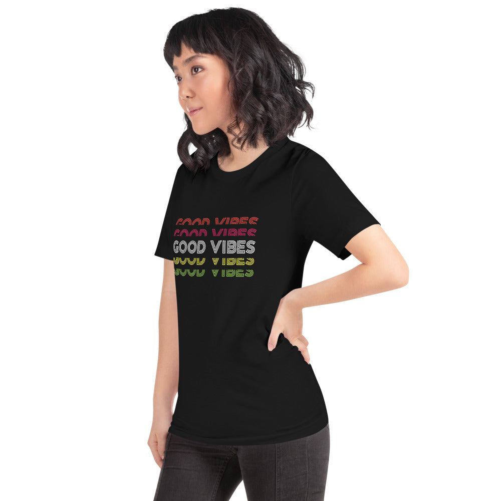 'Good Vibes' Black Trendy Short-Sleeve Unisex T-Shirt