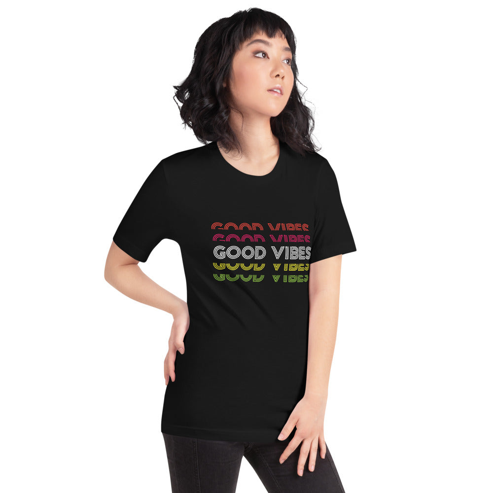 'Good Vibes' Black Trendy Short-Sleeve Unisex T-Shirt